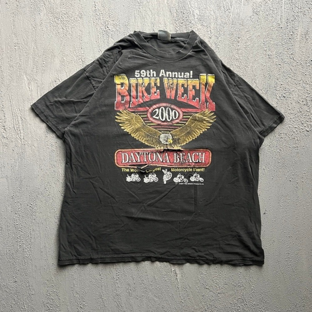 Vintage Bike Week Shirt XXL‎ Black 2000s Daytona Beach  Eagle Distressed